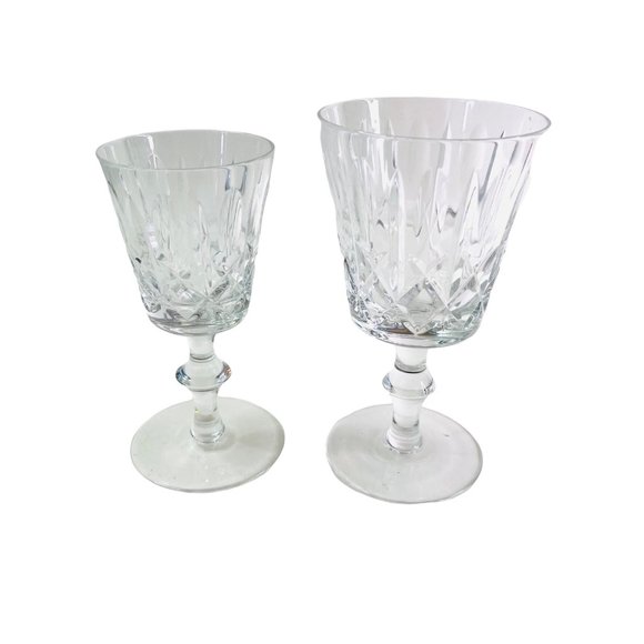 Wine and Sherry Glass Edinburgh Crystal Pattern ED19 Olive and Cross Cut Vintage - Picture 1 of 11